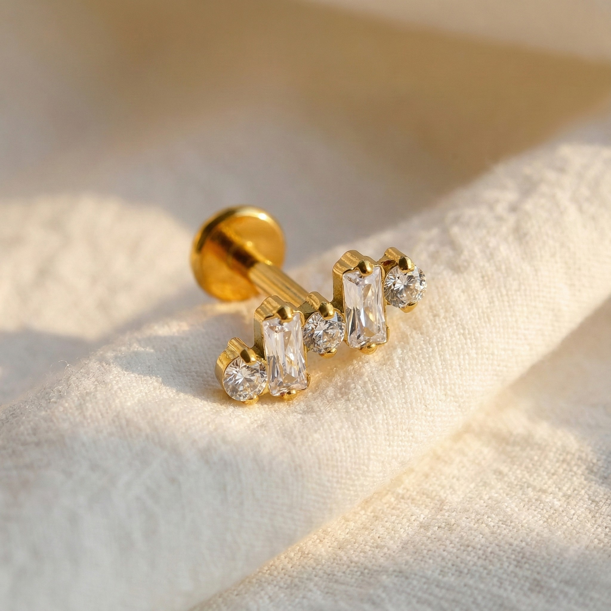 ASTM F136 Titanium Baguette CZ Climber Stud (16G)