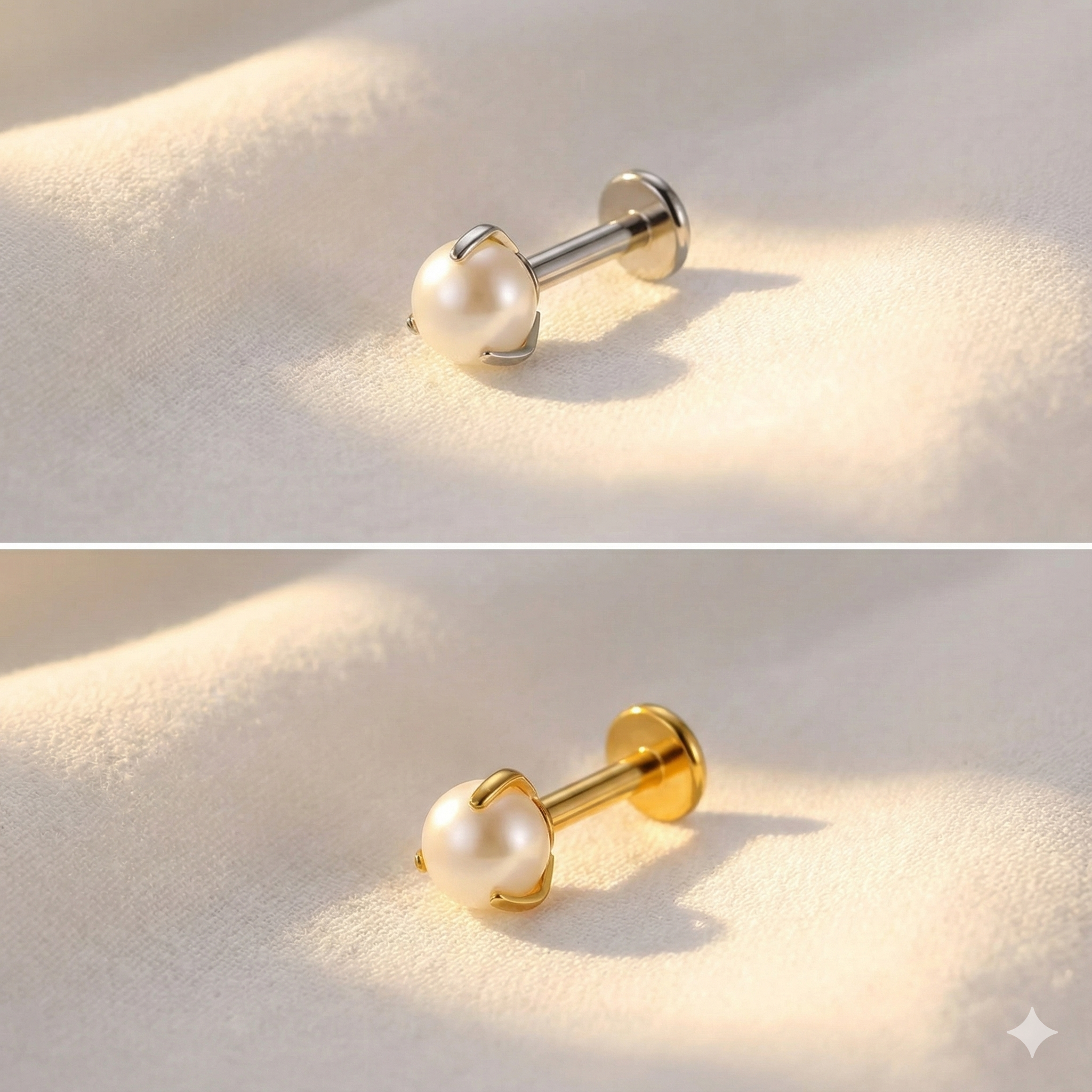 16G White Pearl Titanium Stud - Hypoallergenic ASTM F136 for Helix, Tragus, Conch & Labret