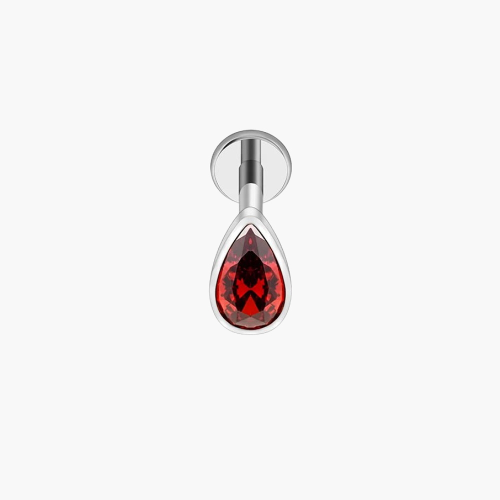 ASTM F136 Titanium Teardrop Garnet Labret Stud 16G Pear CZ Cartilage Helix Tragus Earring Halloween Piercing Jewelry