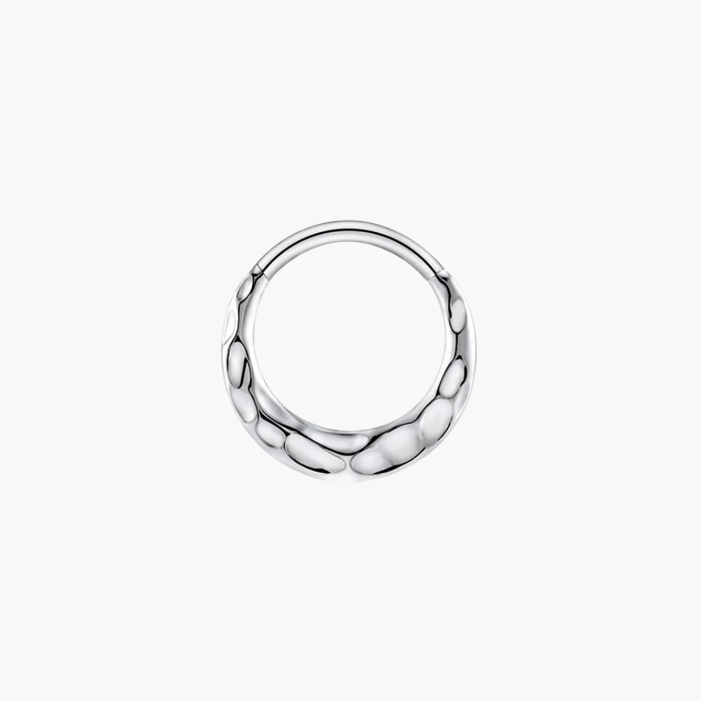 ASTM F136 Titanium 16G Hammered Septum Hoop Ring Textured Hinged Segment Nose Clicker Daith Rook Earring Piercing
