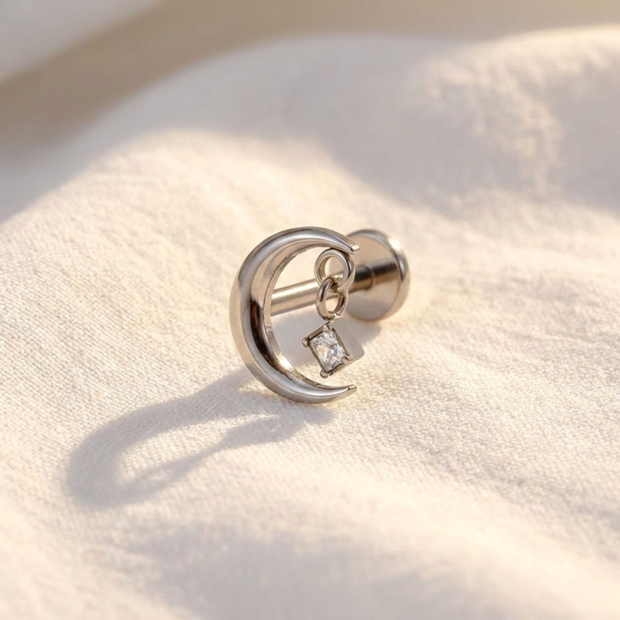 16G Titanium Moon Earring - Dangle Helix & Conch Jewelry