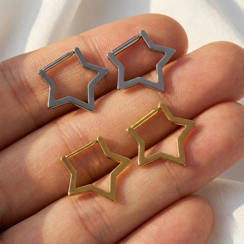 16G Titanium Star Clicker Hoop - Minimalist Hinged Ring for Septum & Daith