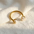 16G Pearl Titanium Horseshoe - Circular Barbell for Septum, Daith & Cartilage