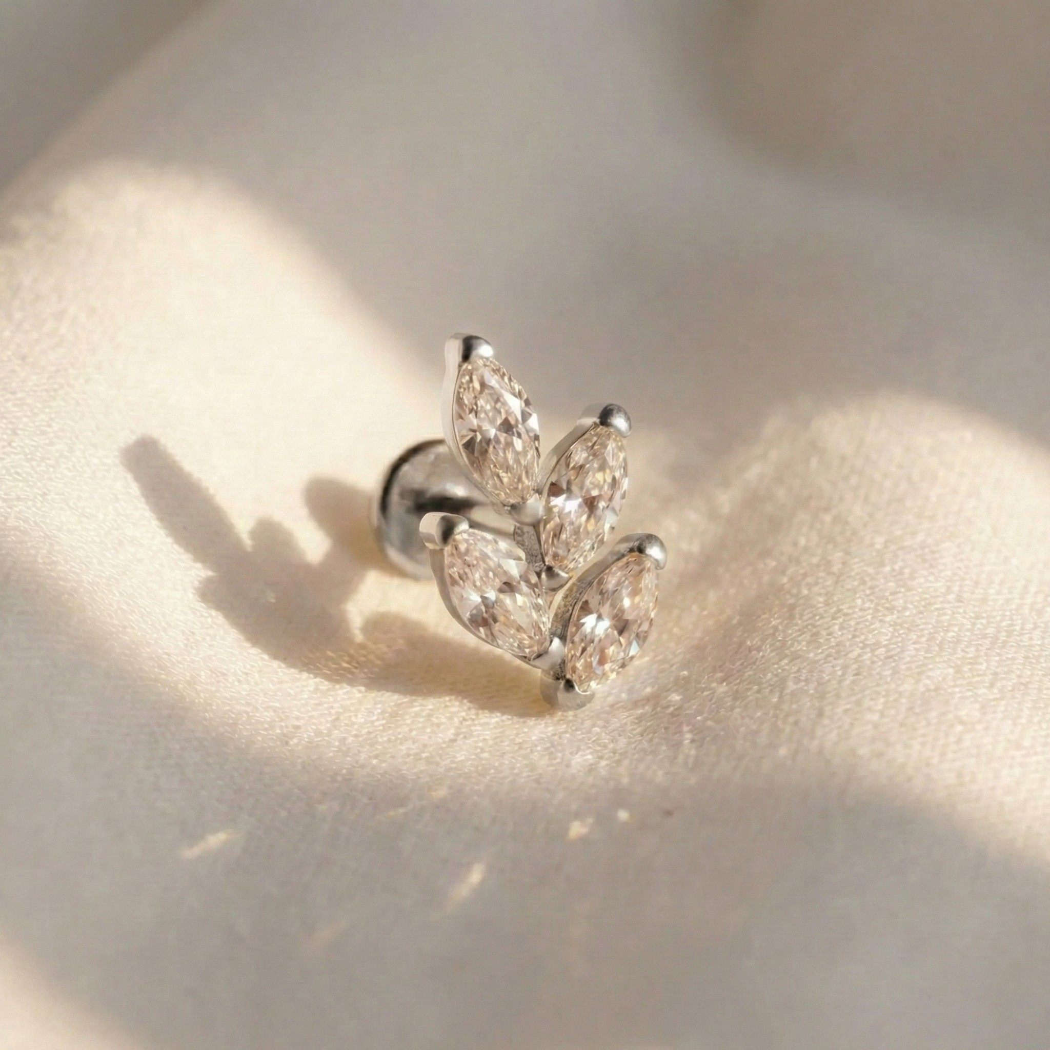 16G Titanium Branch Earring - Marquise Helix & Conch Stud