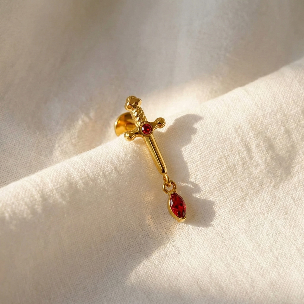 16G Titanium Sword Earring - Dangle Helix & Conch Piercing