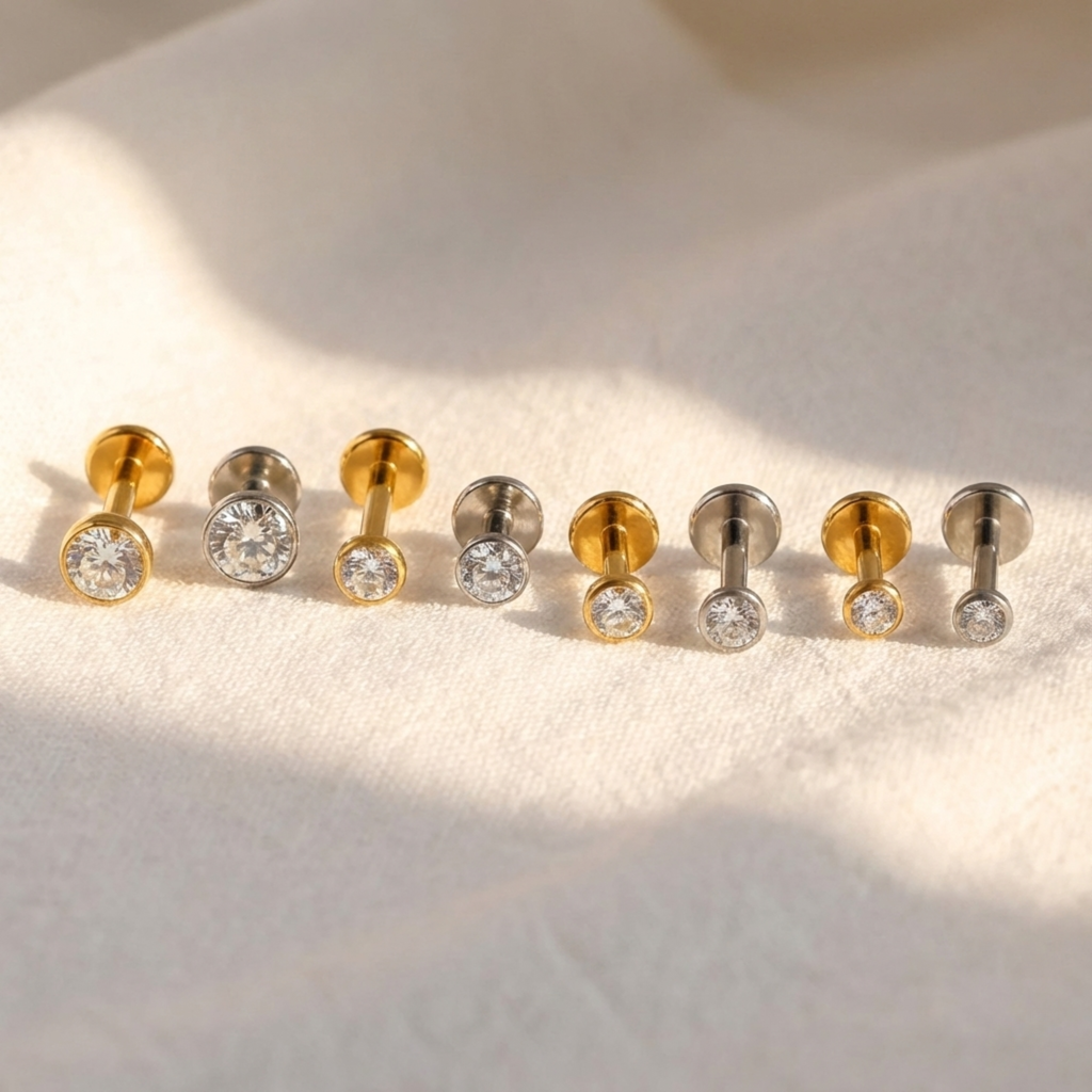 16G Titanium Flat Back Stud - 2mm 3mm 4mm Tragus & Helix