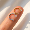 16G Titanium Septum Ring - CZ Horseshoe for Daith & Tragus