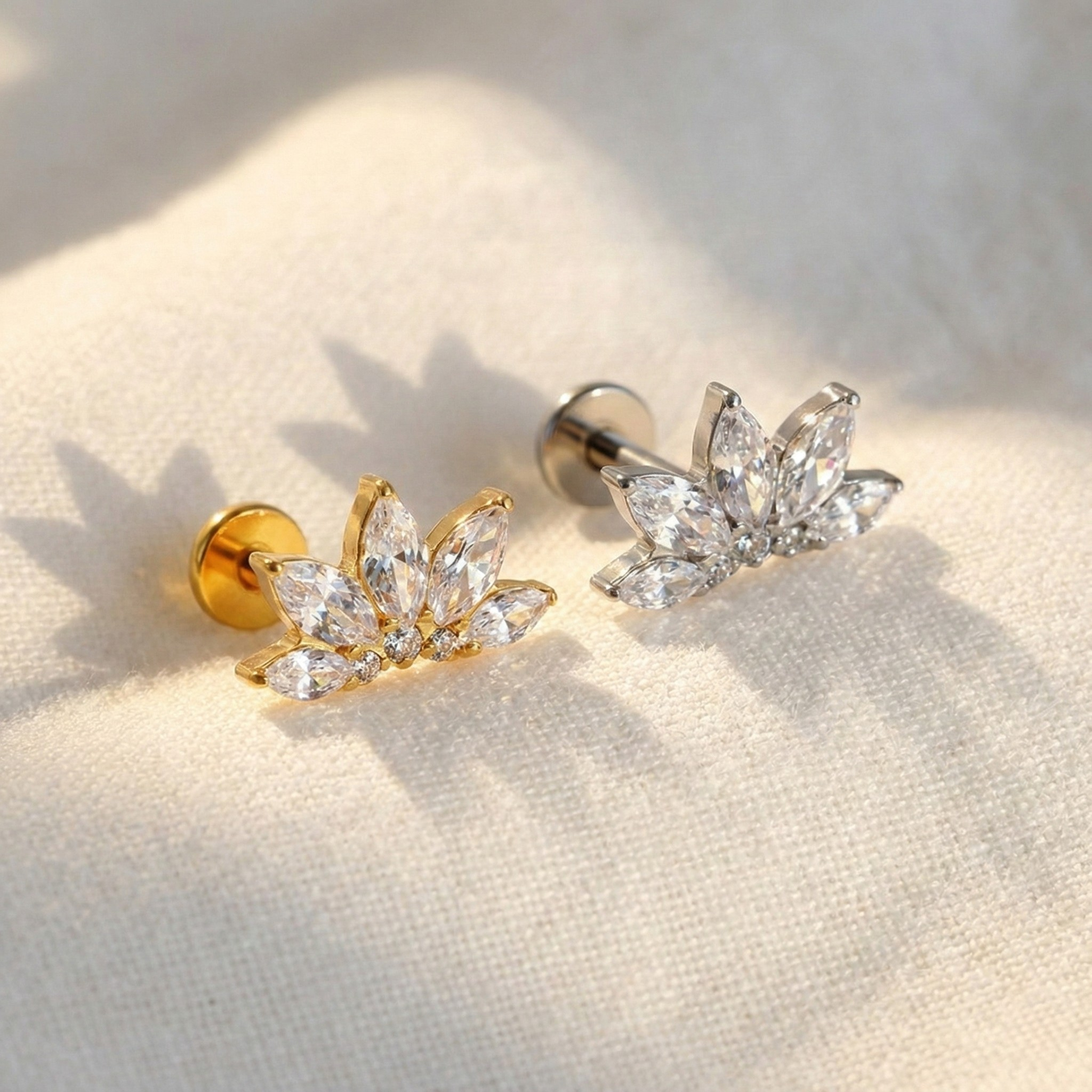 16G Lotus Conch Jewelry - Titanium Helix & Tragus Flower