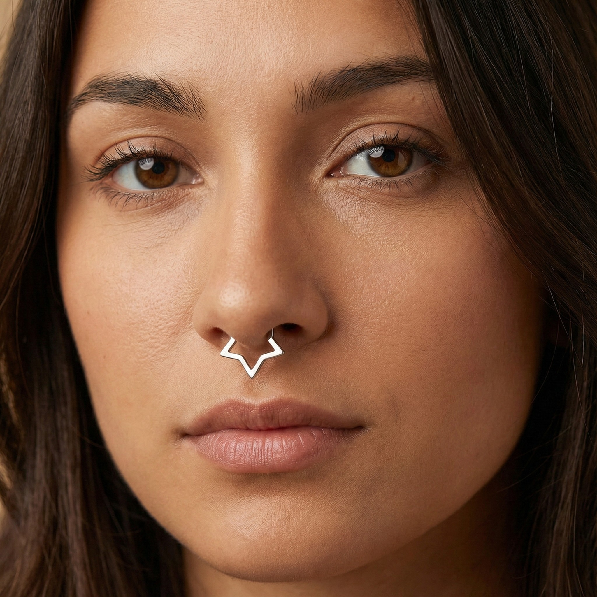 16G Titanium Star Clicker Hoop - Minimalist Hinged Ring for Septum & Daith