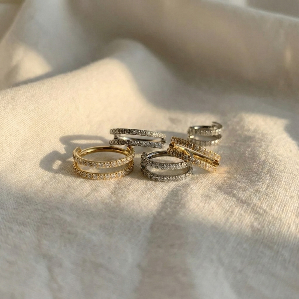 16G/18G Titanium Double Hoop Clicker - Stacked Hinged Ring for Septum & Helix