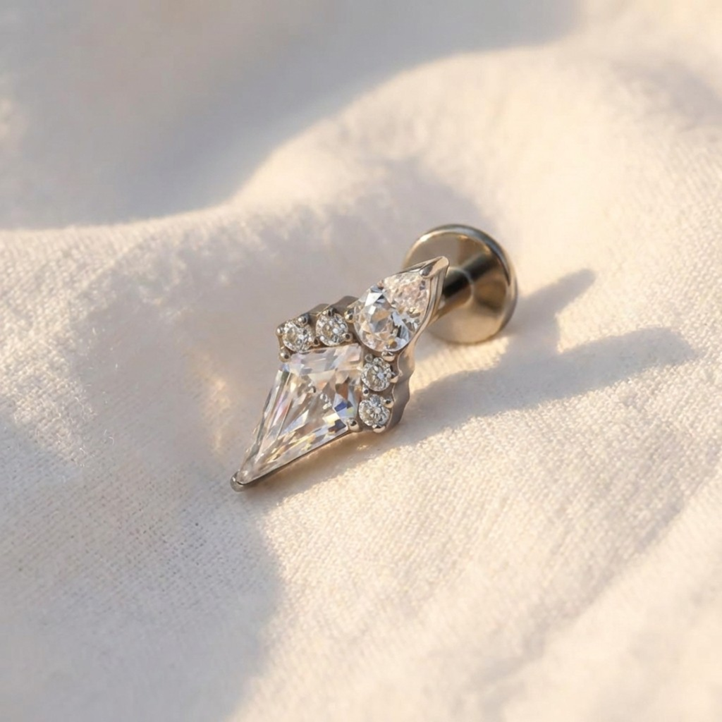 16G Titanium Rhombus Earring - Kite Shaped Helix & Conch