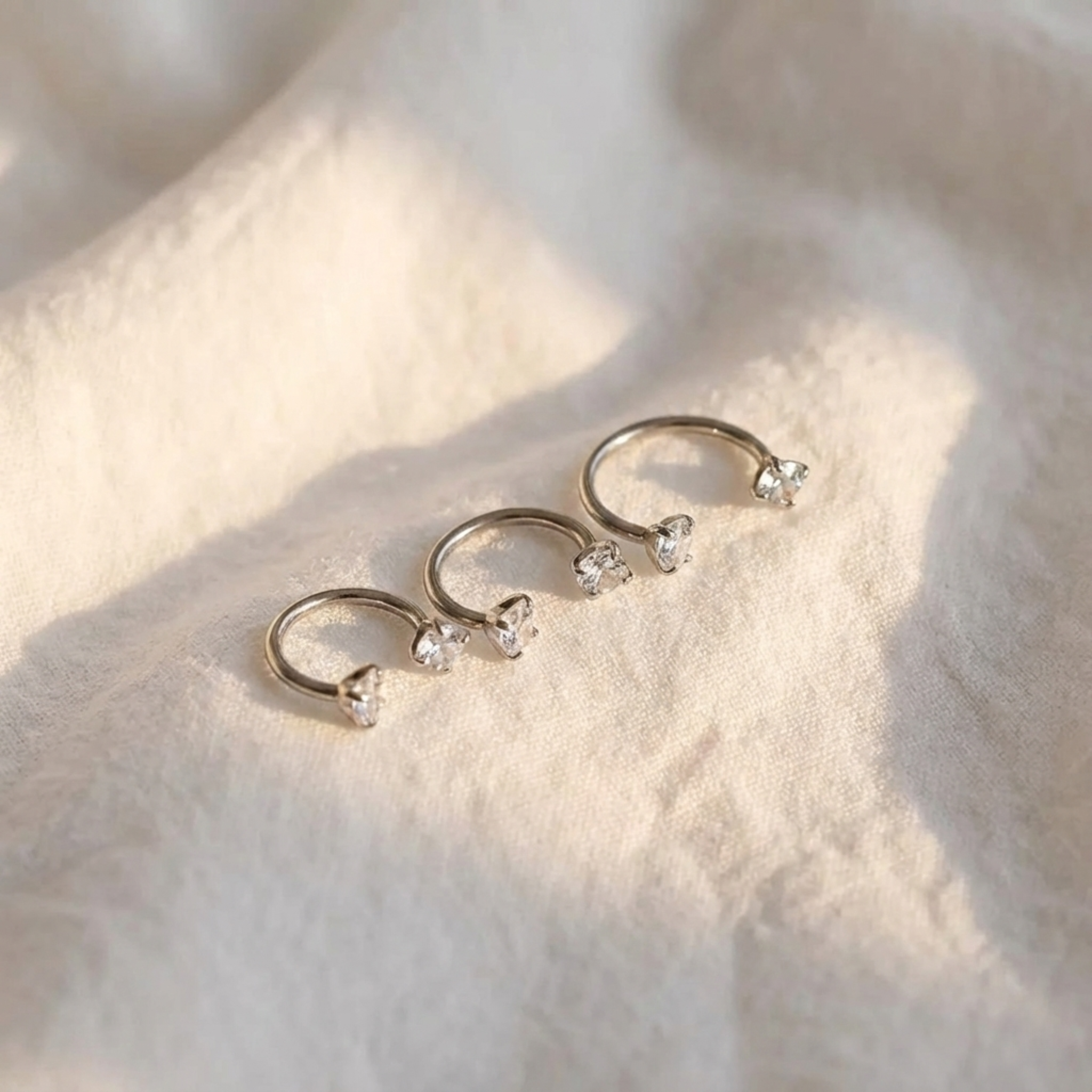 16G Titanium Septum Ring - CZ Horseshoe for Daith & Tragus