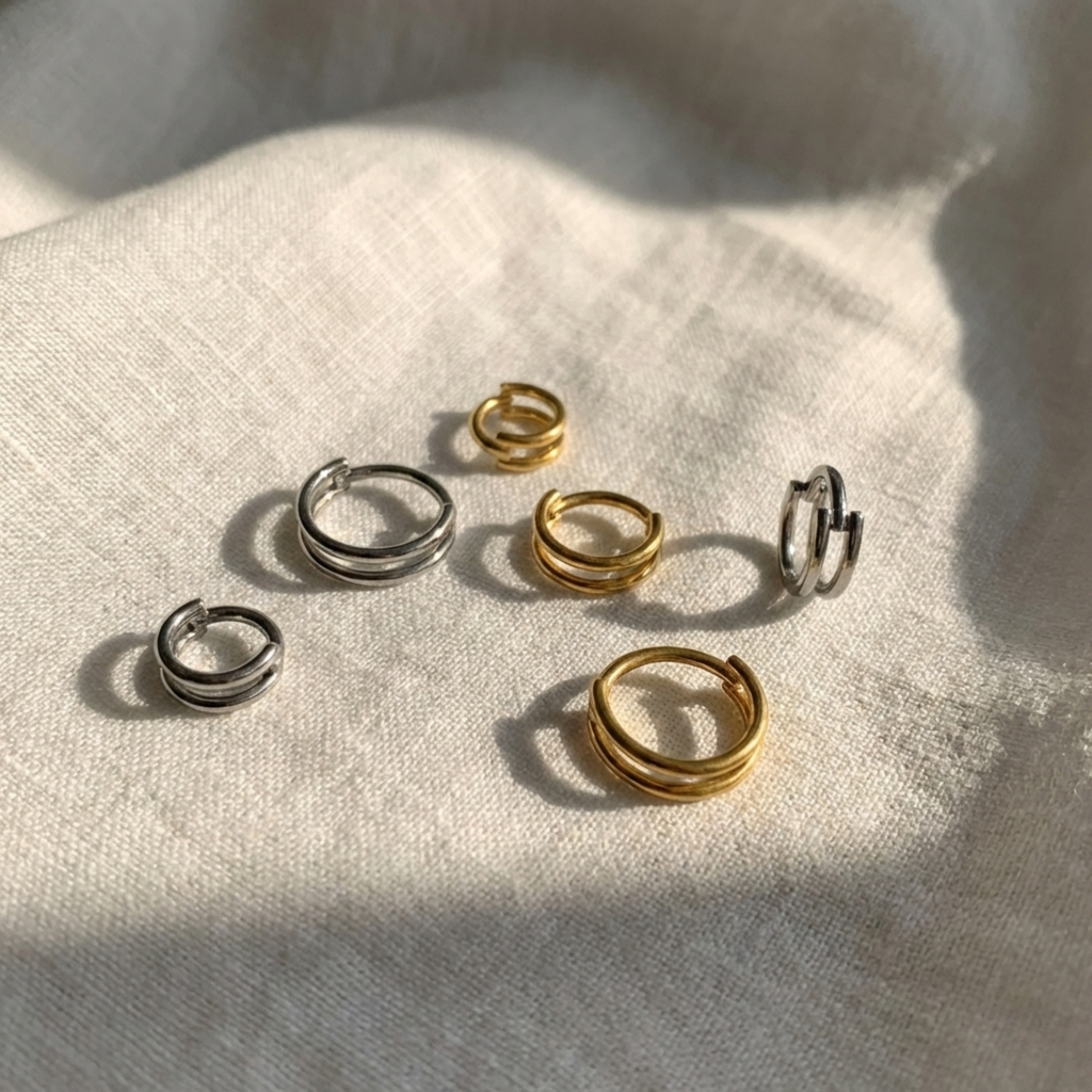 16G Double Nose Ring - Titanium Septum & Helix Clicker