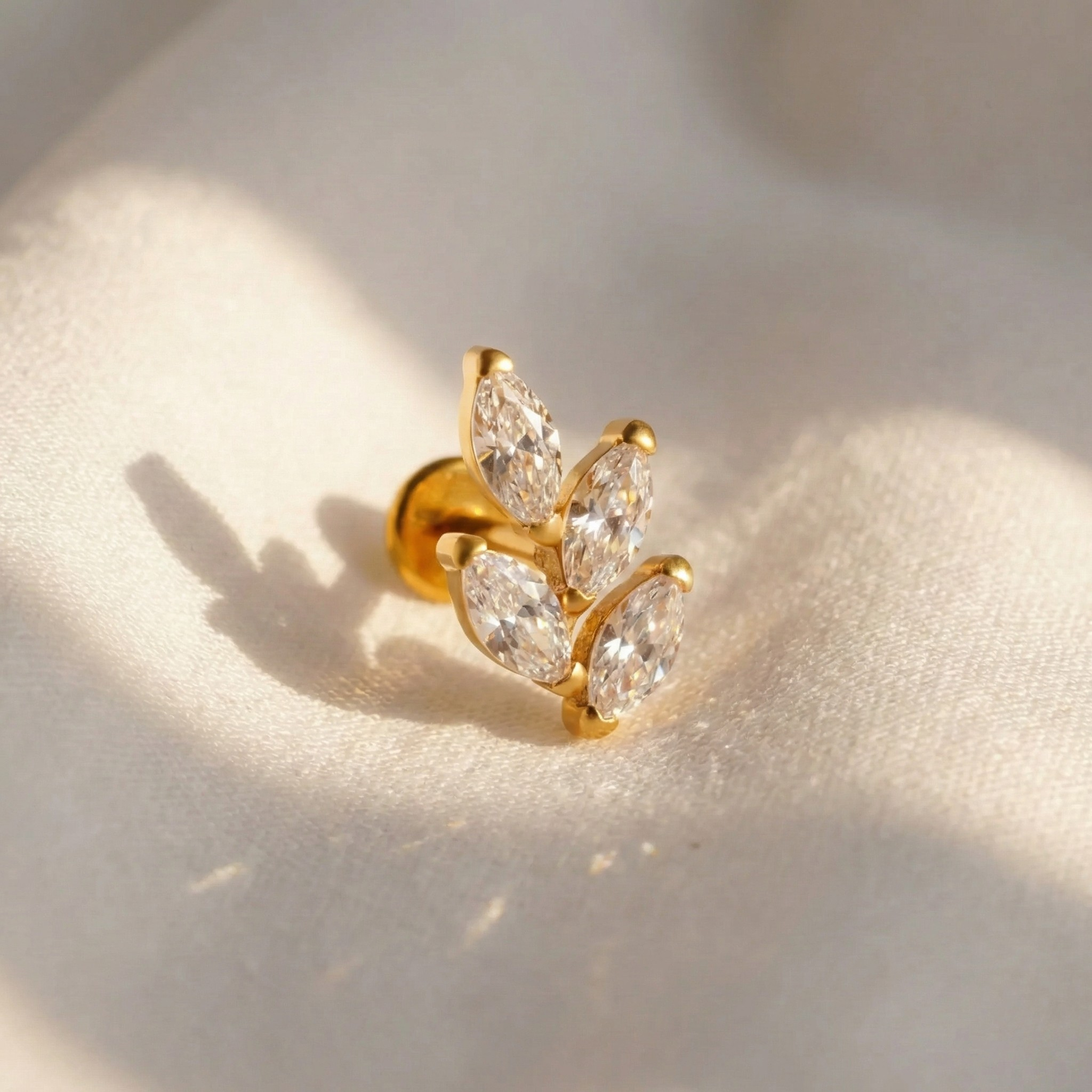 16G Titanium Branch Earring - Marquise Helix & Conch Stud