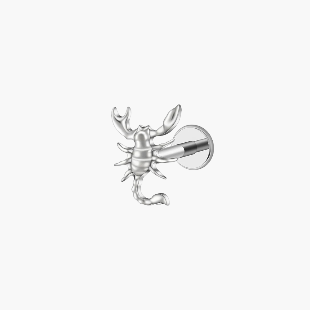 ASTM F136 Titanium 16G Scorpion Labret Stud Flatback Zodiac Earring Tragus Cartilage Helix Piercing Body Jewelry