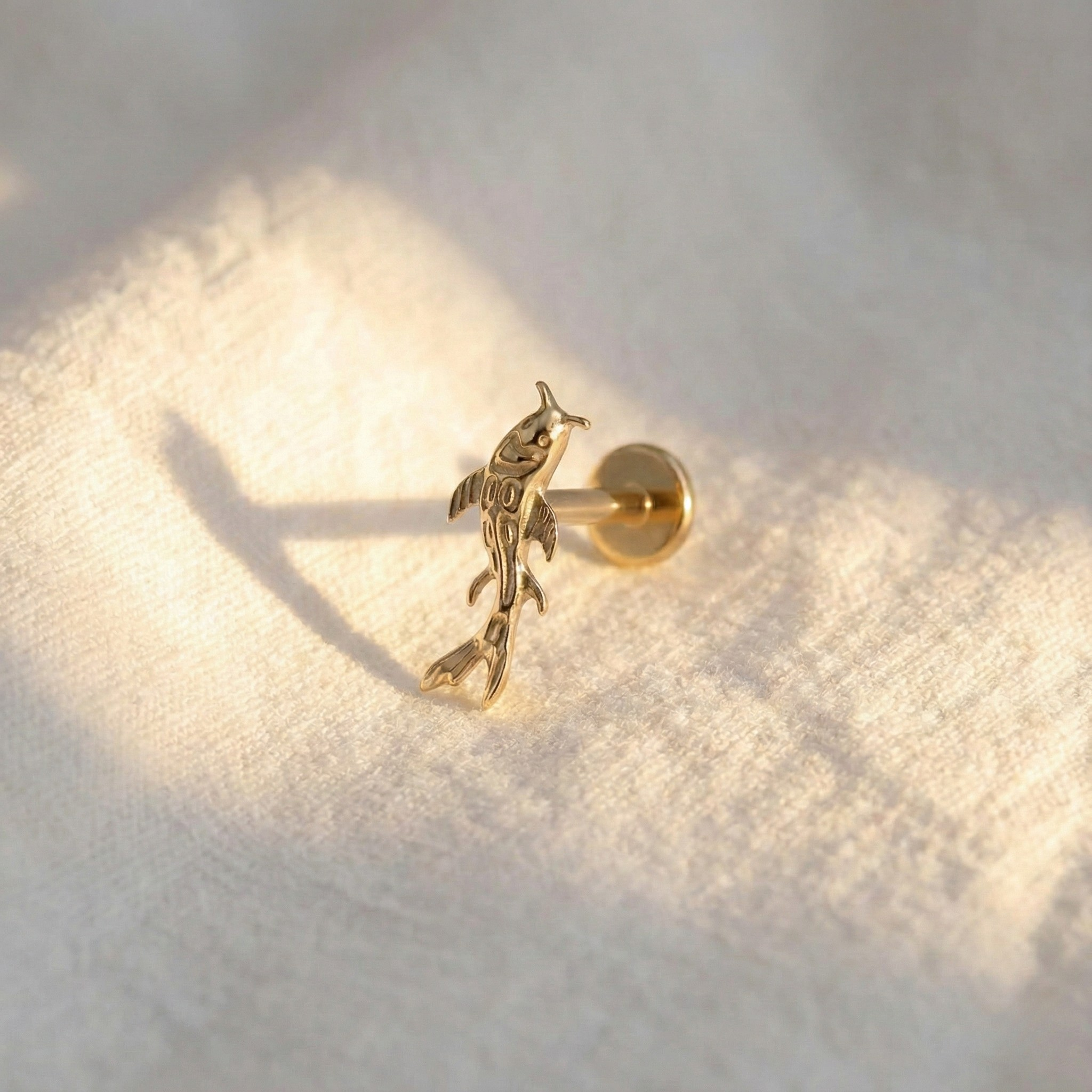 ASTM F136 Titanium Koi Fish Stud (16G) - Flat Back