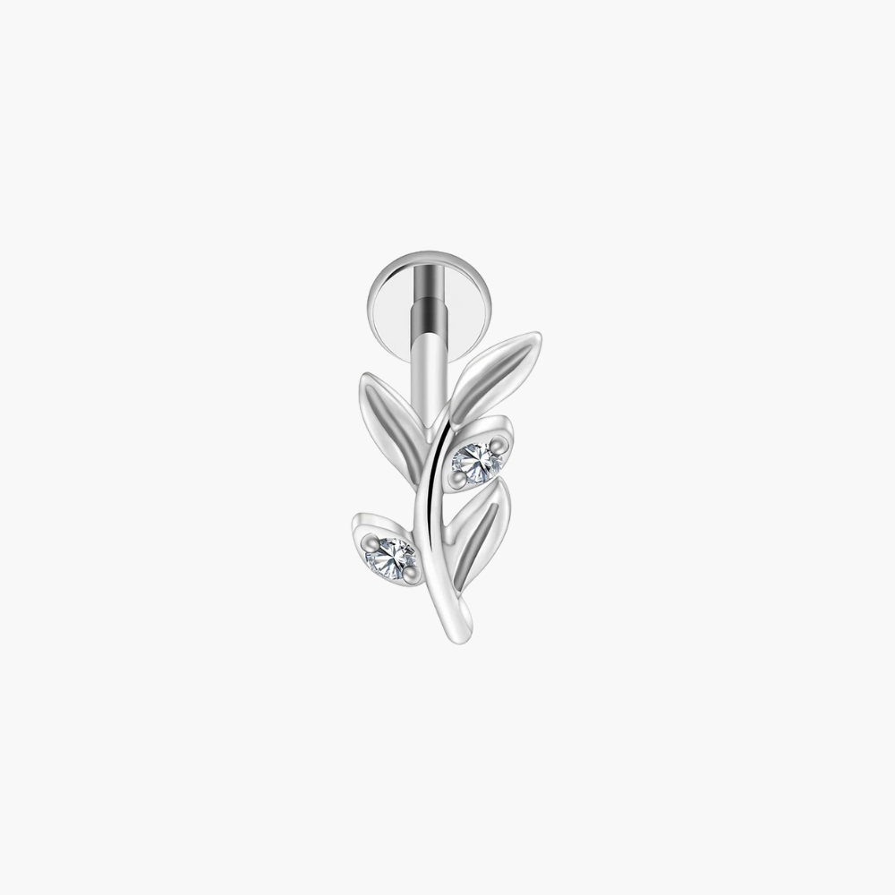 ASTM F136 Titanium 16G Mini Olive Leaf Branch Stud Earring Cartilage Helix Tragus Conch Snug Labret Stud Piercing