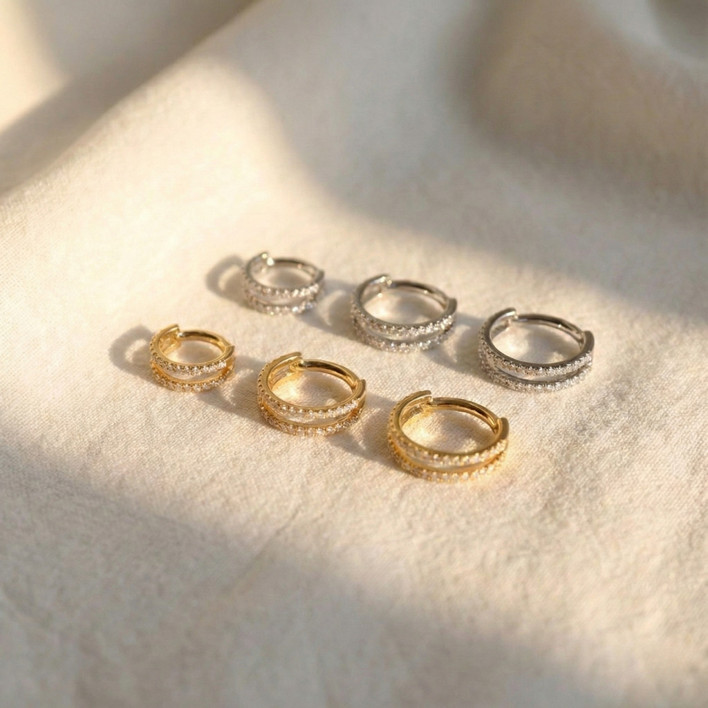 16G/18G Titanium Double Hoop Clicker - Stacked Hinged Ring for Septum & Helix