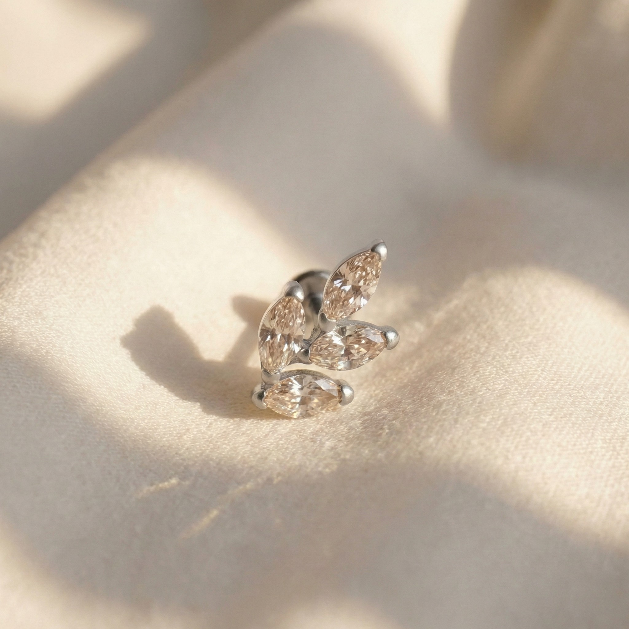 16G Titanium Branch Earring - Marquise Helix & Conch Stud