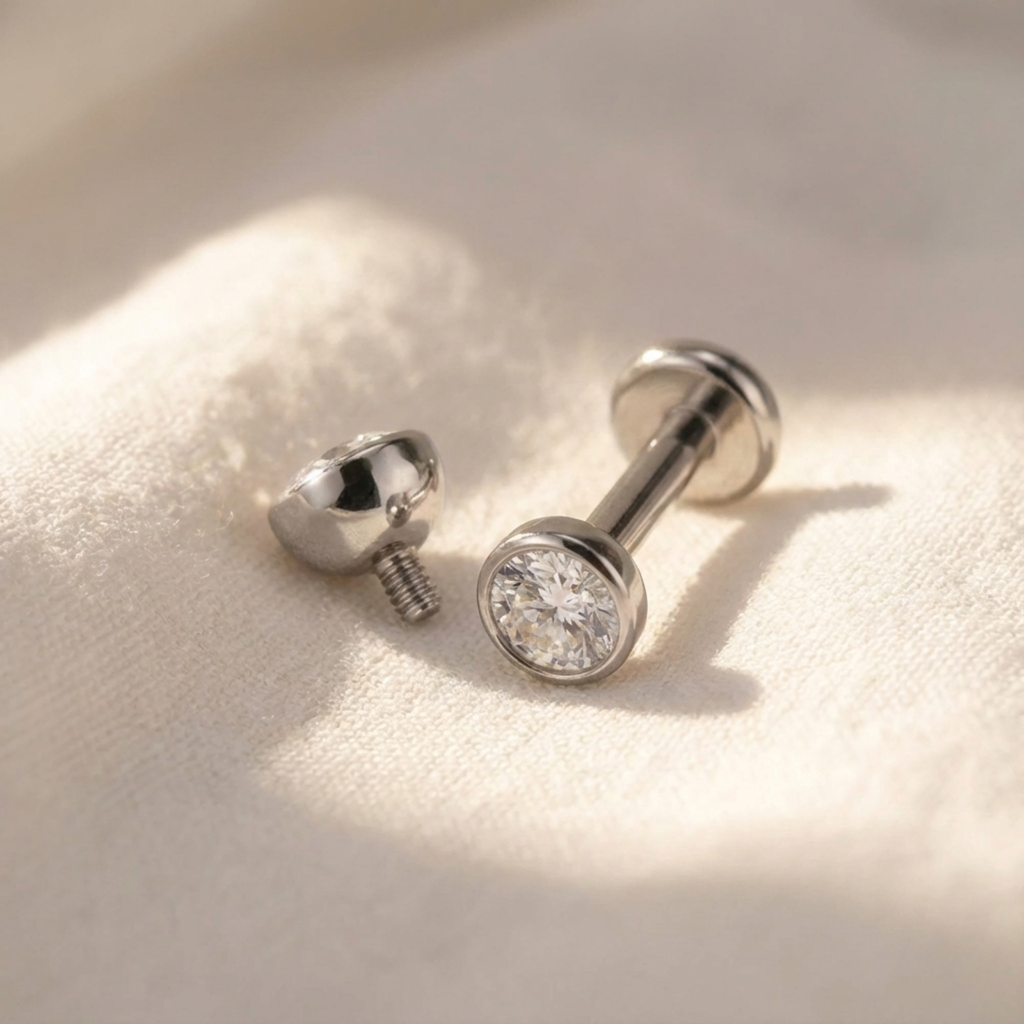 16G Titanium Flat Back Stud - 2mm 3mm 4mm Tragus & Helix