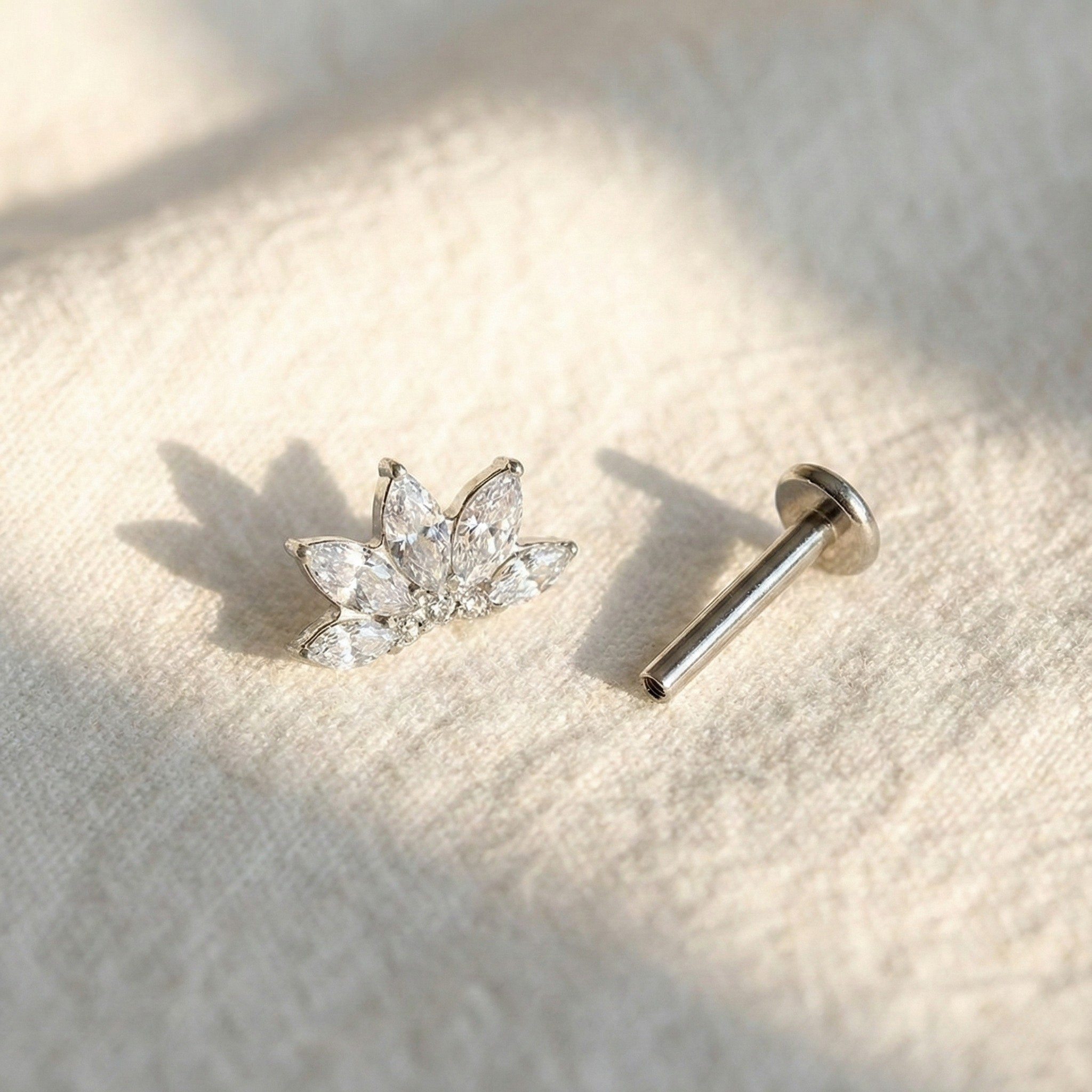 16G Lotus Conch Jewelry - Titanium Helix & Tragus Flower