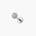 16G Titanium Mini Sun Stud - CZ Beaded Flatback for Helix, Tragus & Conch