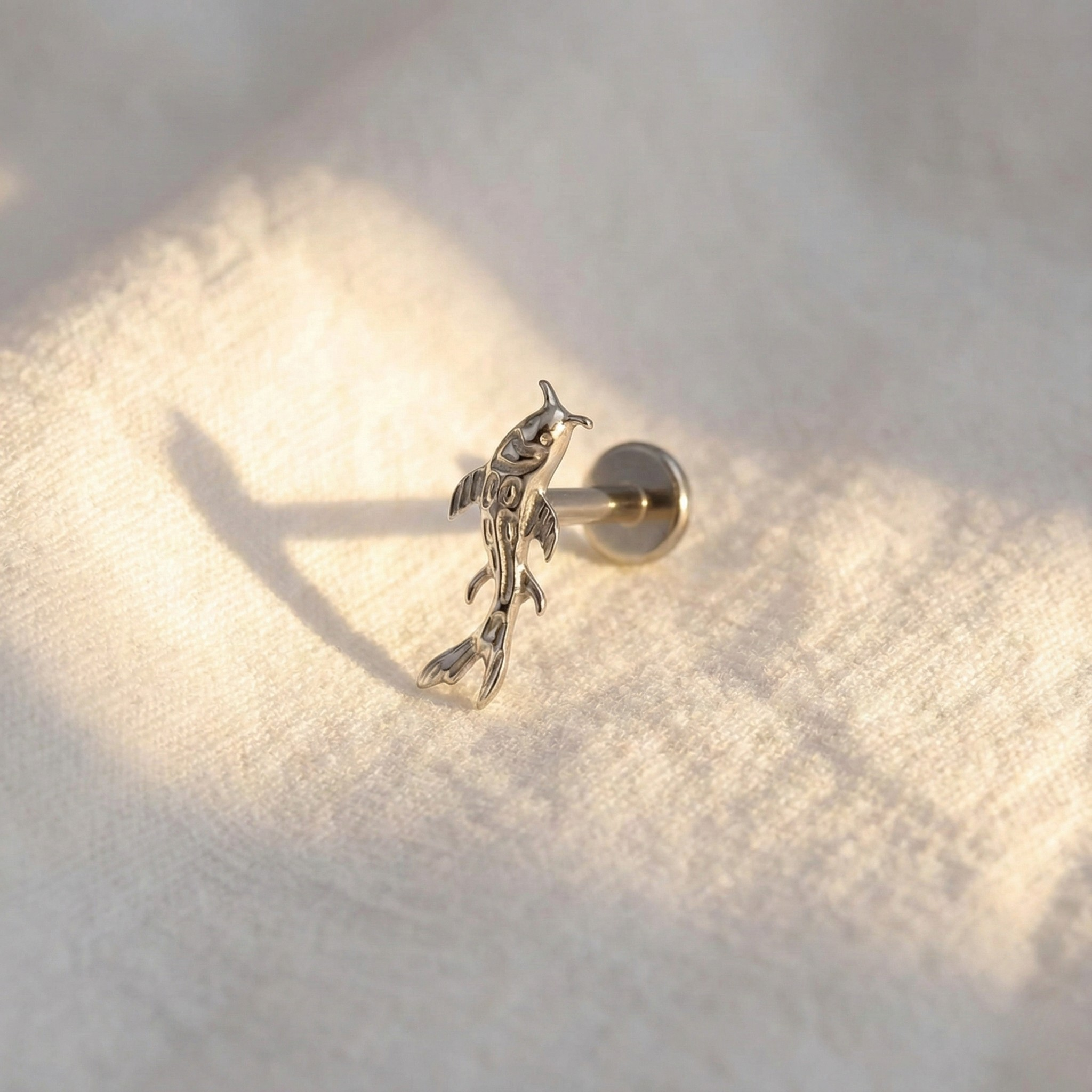 ASTM F136 Titanium Koi Fish Stud (16G) - Flat Back