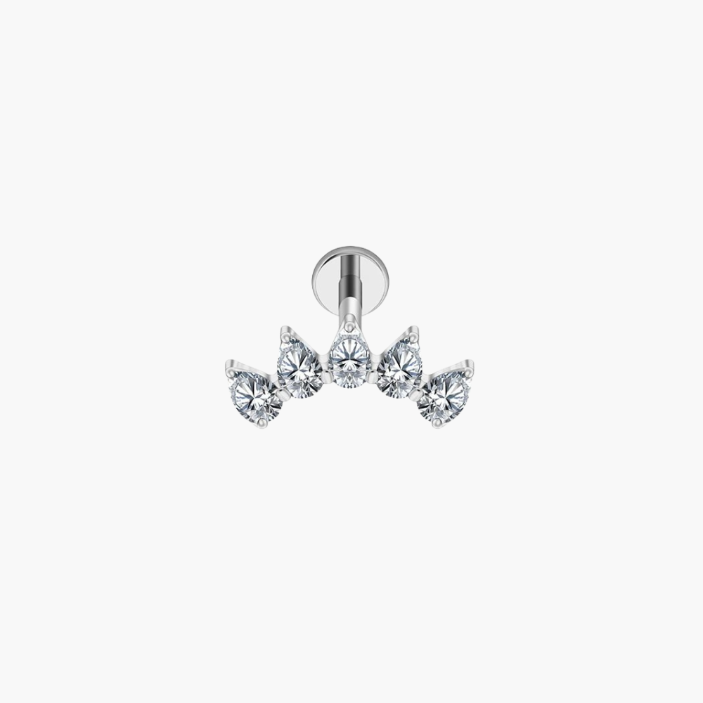 16G Titanium Fan Cluster - Pear CZ Helix & Conch Earring