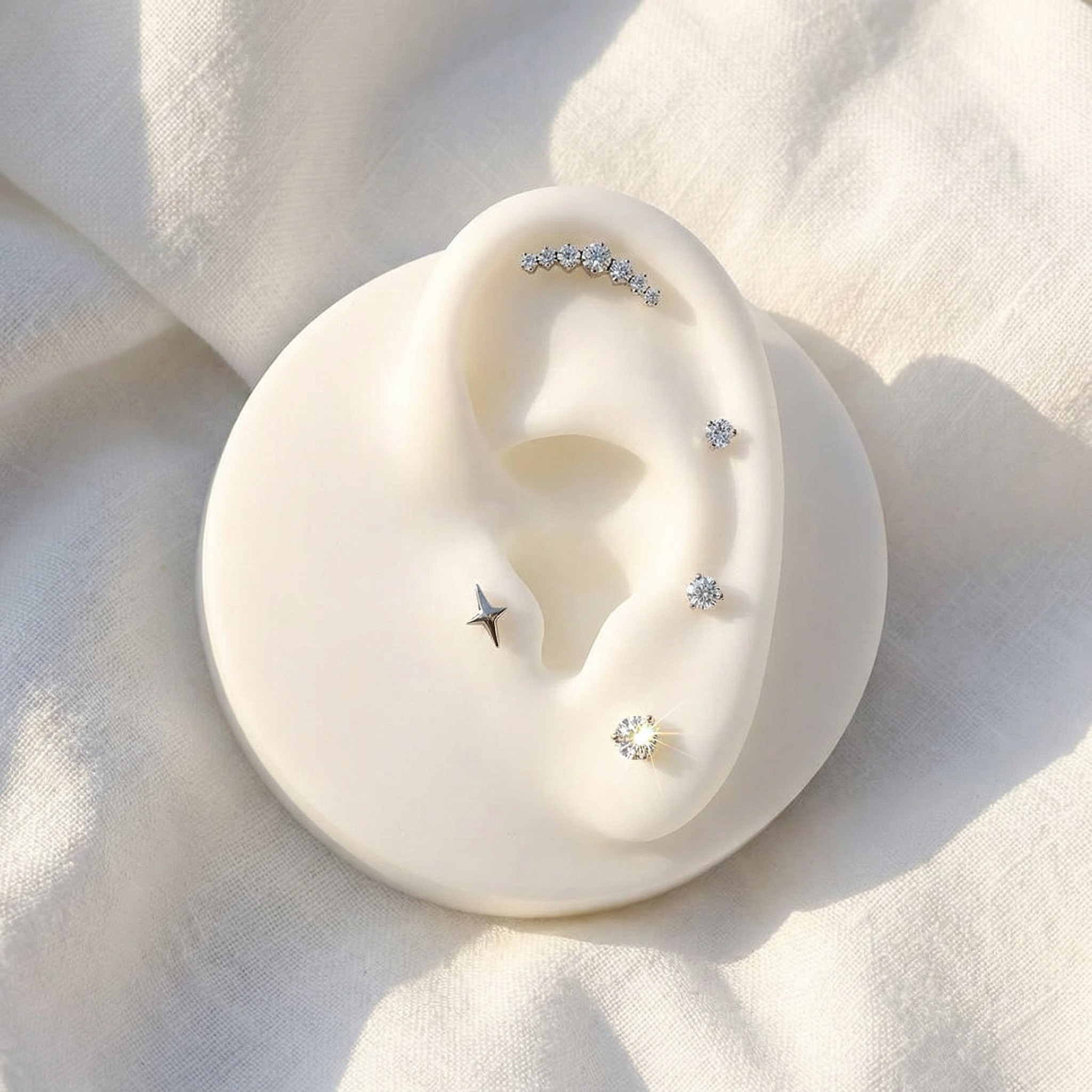 ASTM F136 Titanium 16G CZ Cluster Climber Stud Earring Labret Helix Tragus Cartilage Stud Flatback Piercing