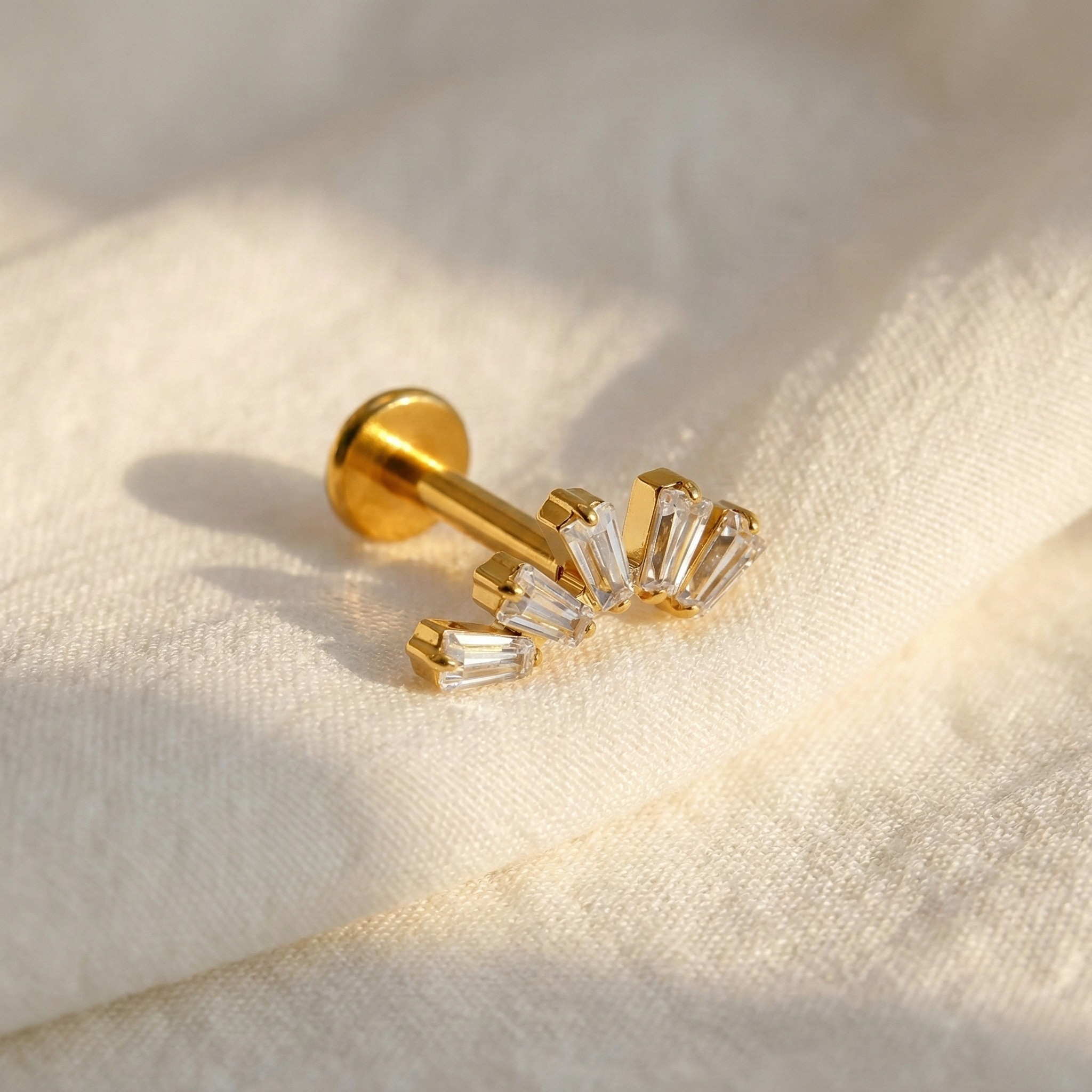 ASTM F136 Titanium Baguette Trapezoid Cluster Stud (16G)