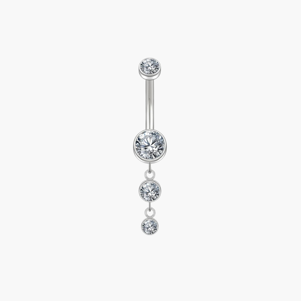 ASTM F136 Titanium Dangle Belly Ring - CZ Drop (14G)