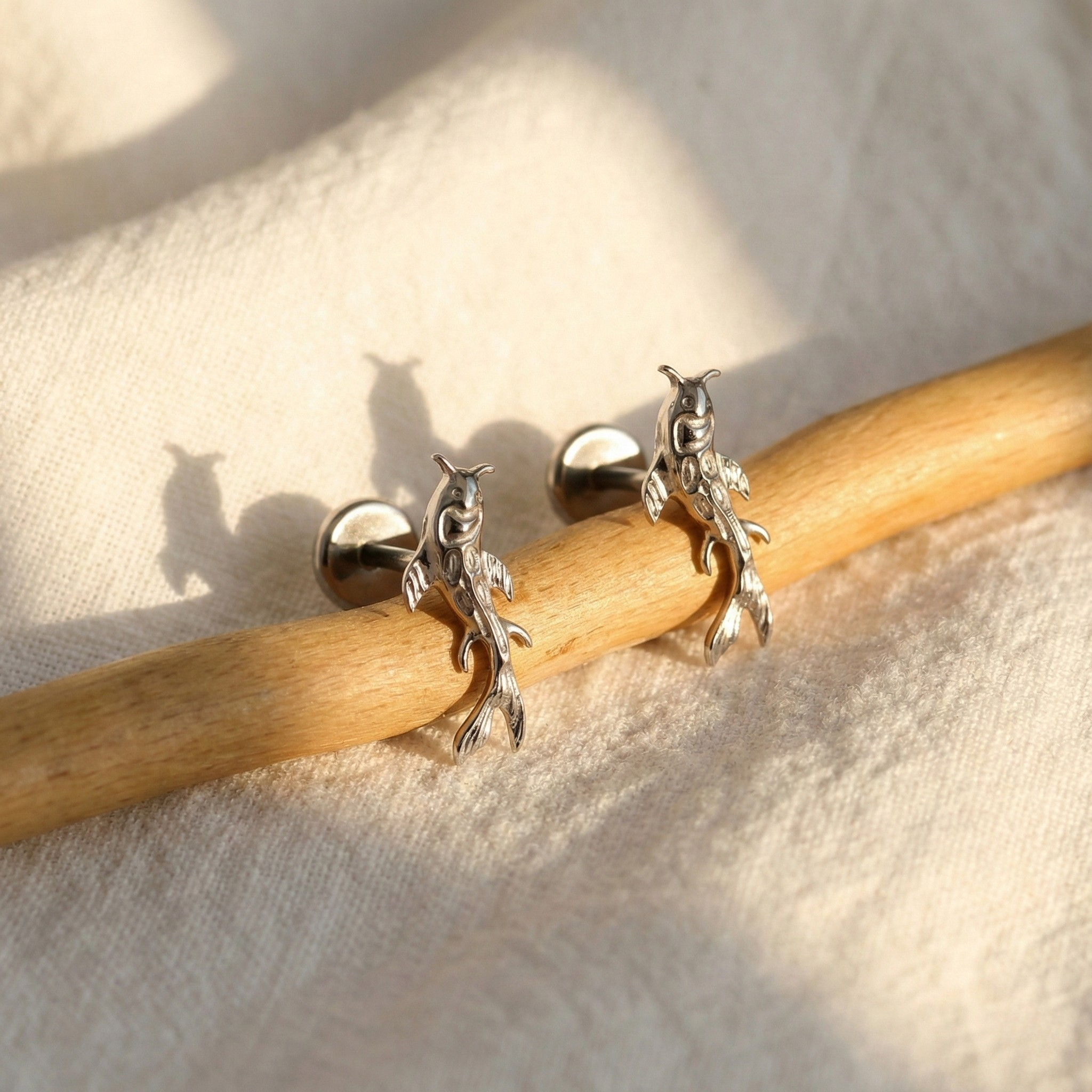 ASTM F136 Titanium Koi Fish Stud (16G) - Flat Back