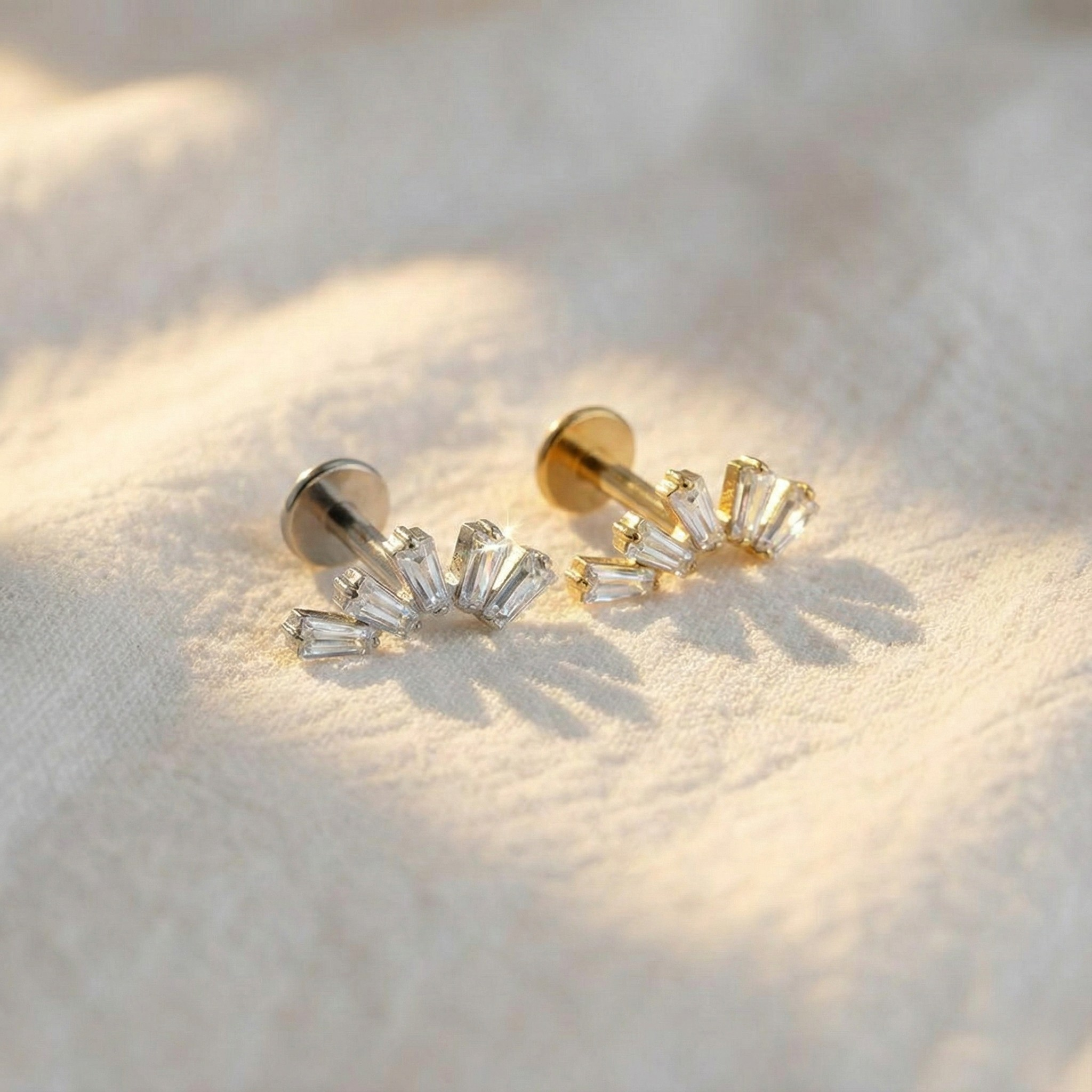 ASTM F136 Titanium Baguette Trapezoid Cluster Stud (16G)