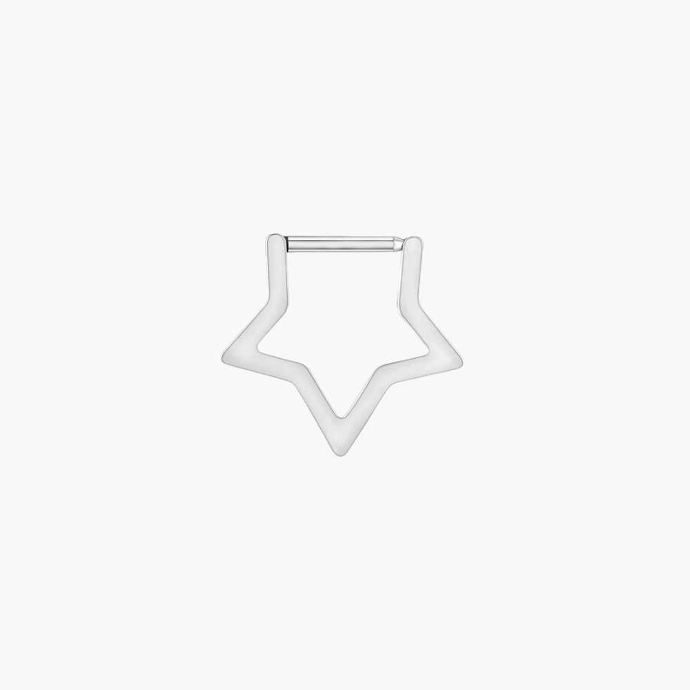16G Titanium Star Clicker Hoop - Minimalist Hinged Ring for Septum & Daith