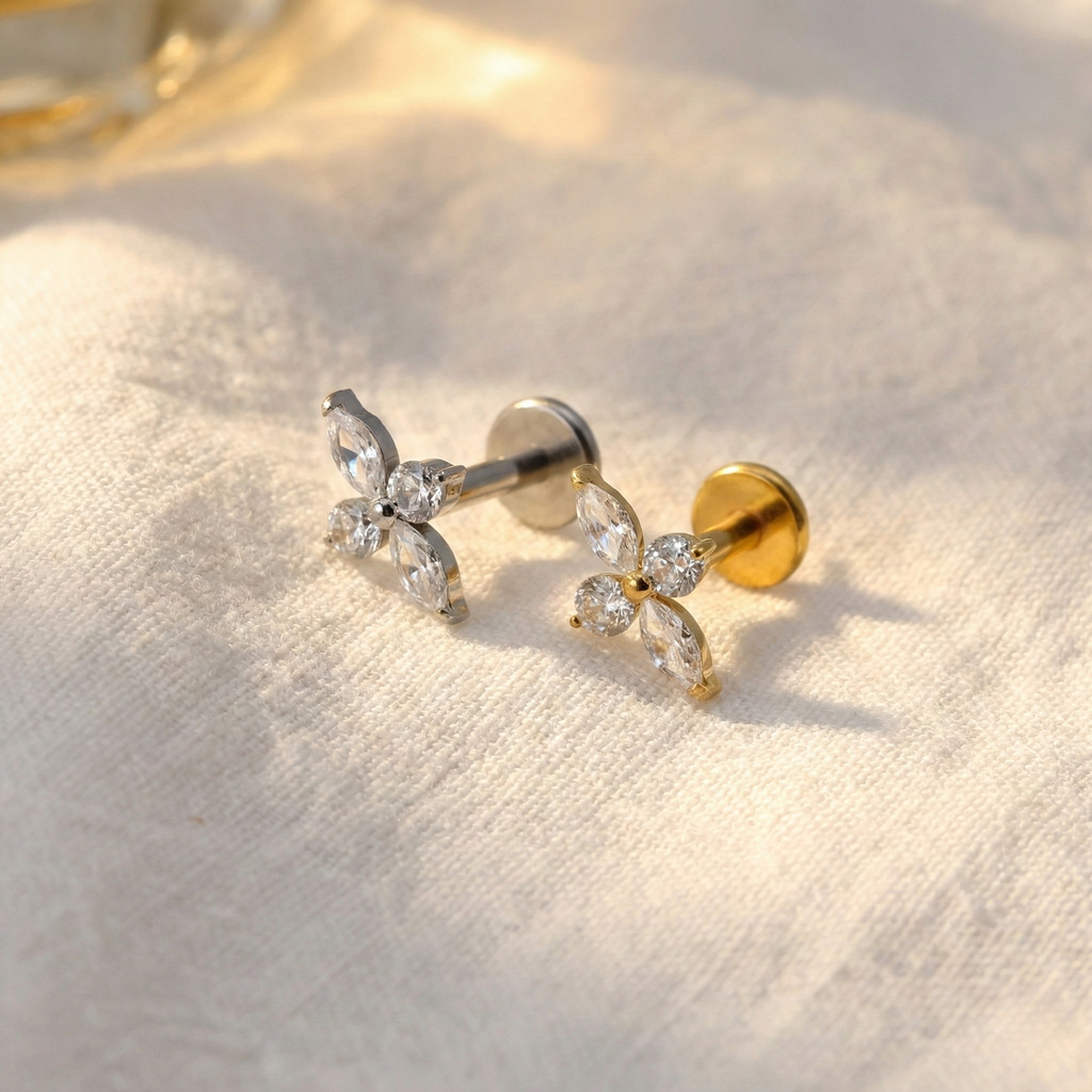 ASTM F136 Titanium North Star Stud - Flat Back (Medusa/Helix)