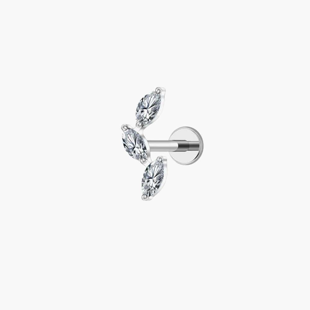 16G Titanium Triple Marquise Fan - CZ Cluster Flatback for Helix, Tragus & Conch