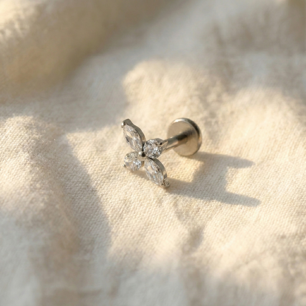 ASTM F136 Titanium North Star Stud - Flat Back (Medusa/Helix)