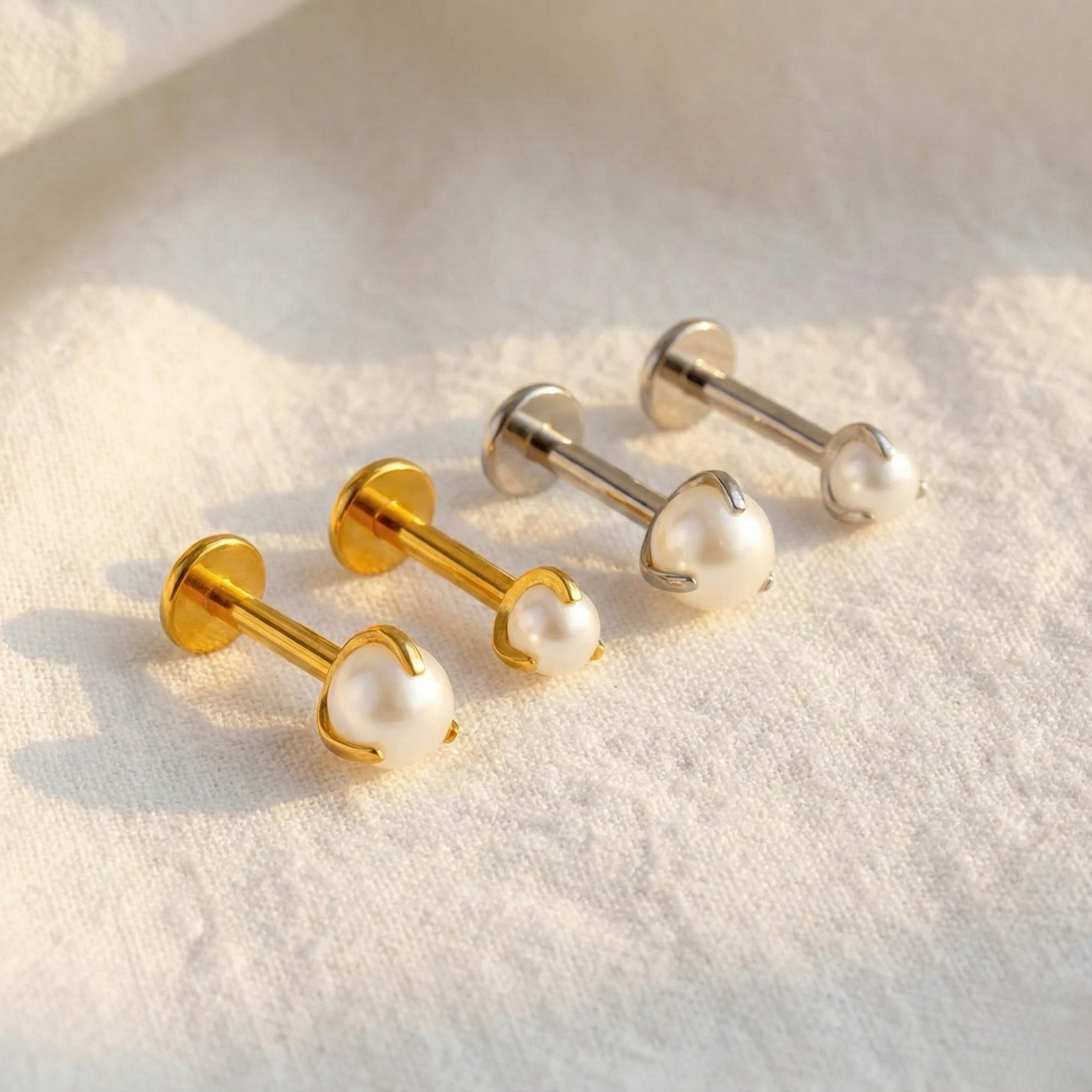 16G White Pearl Titanium Stud - Hypoallergenic ASTM F136 for Helix, Tragus, Conch & Labret