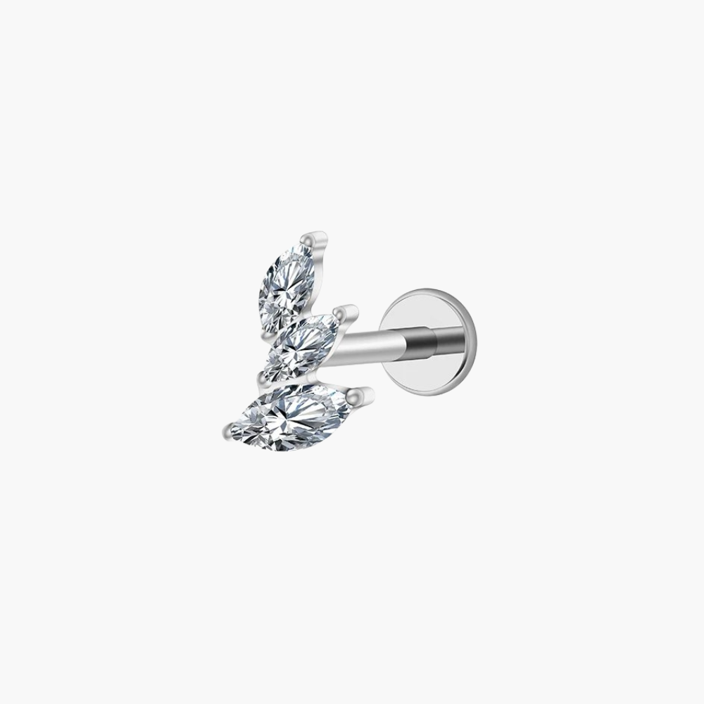 ASTM F136 Titanium Marquise Cluster Stud (16G) - Flat Back