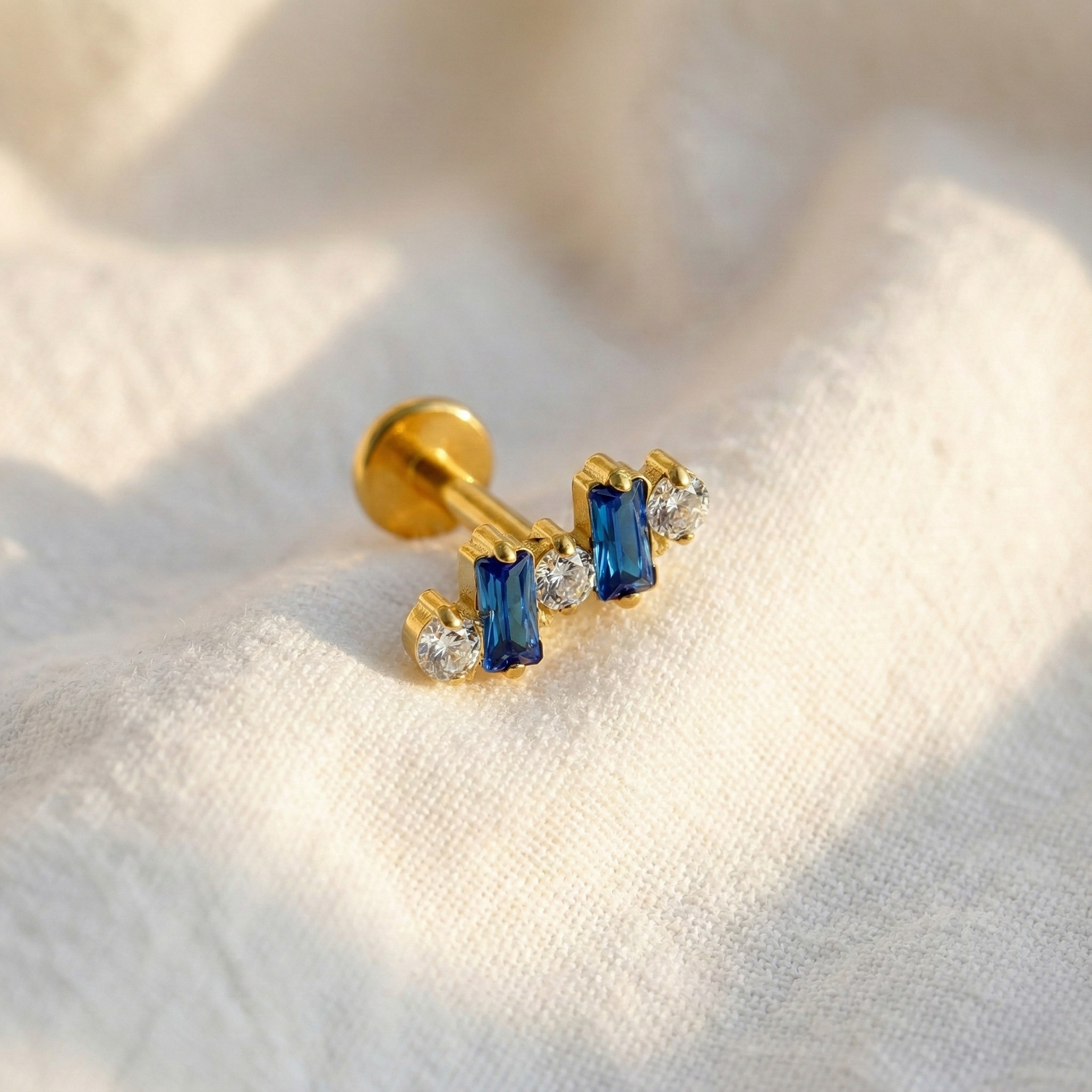 ASTM F136 Titanium Baguette CZ Climber Stud (16G)