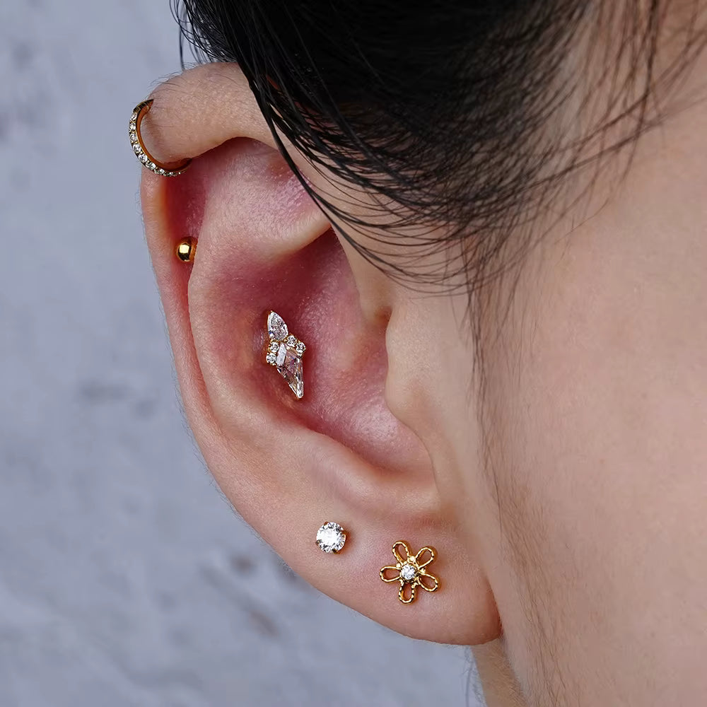 16G Titanium Rhombus Earring - Kite Shaped Helix & Conch