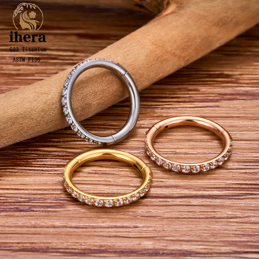 G23 Titanium Nose Rings Septum Clicker Ear Cartilage Tragus Helix Daith Earrings Hoops 16G 18G CZ Body Piercing Jewelry