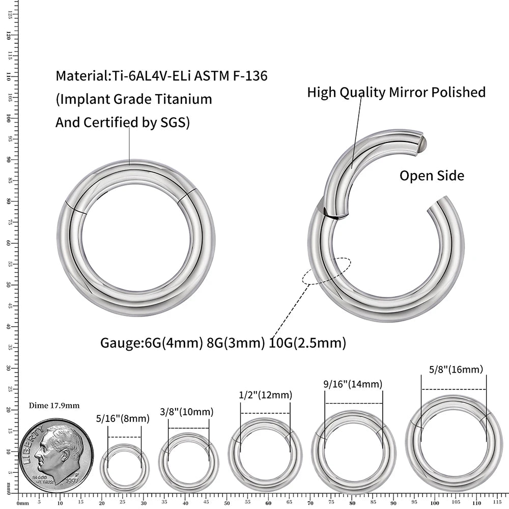 ASTM F136 Titanium Septum Clicker - Large Gauge (6G, 8G, 10G)