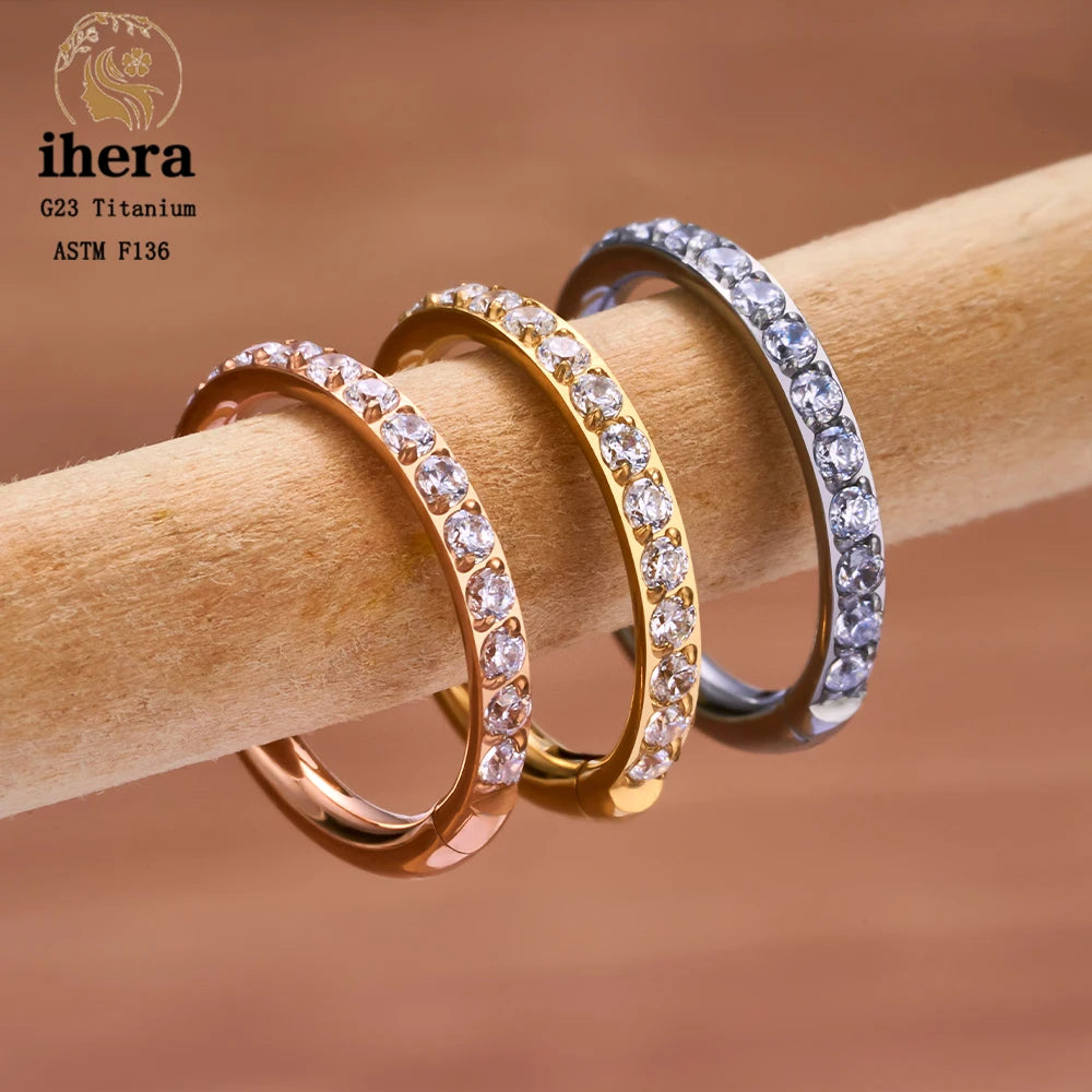 G23 Titanium Nose Rings Septum Clicker Ear Cartilage Tragus Helix Daith Earrings Hoops 16G 18G CZ Body Piercing Jewelry