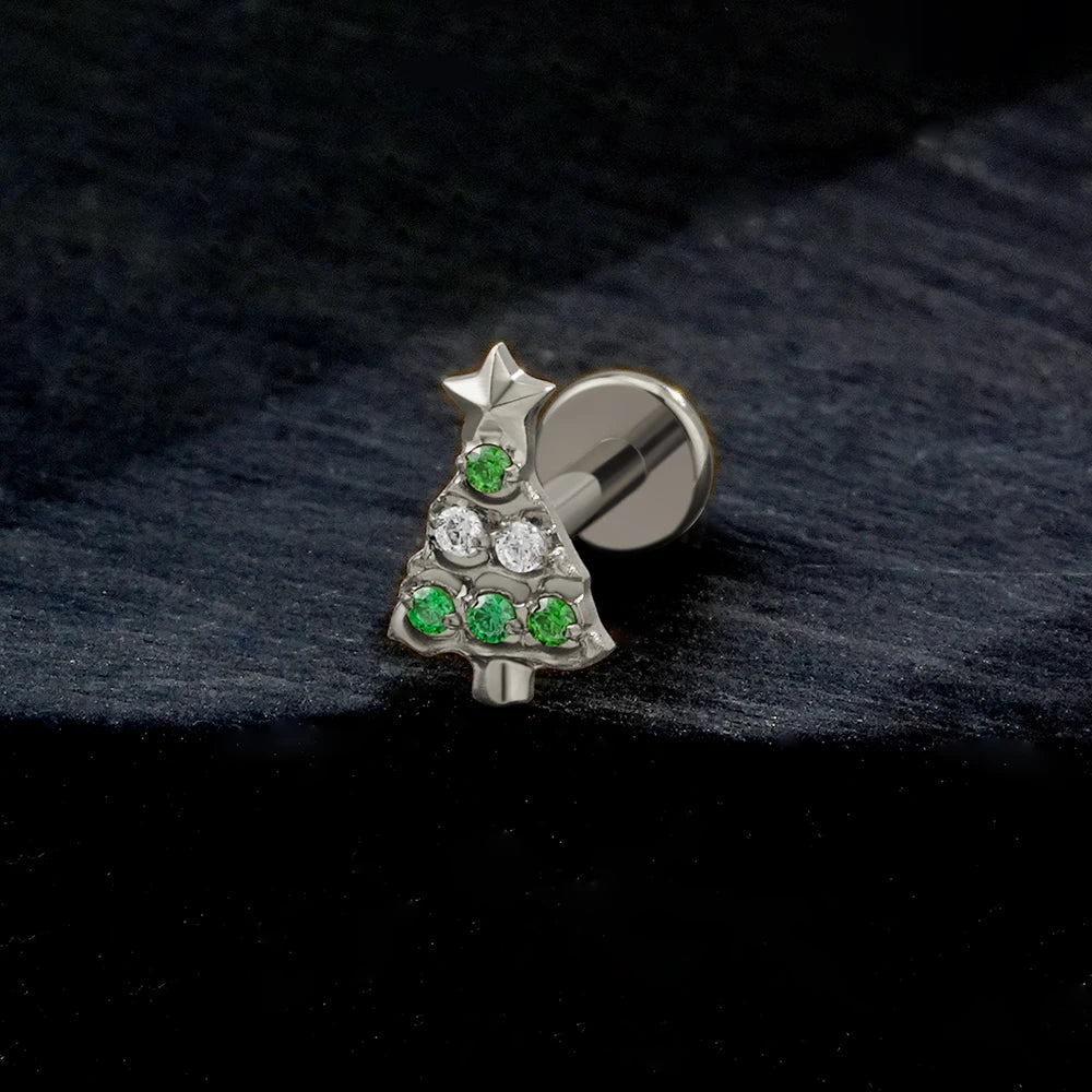 ASTM F136 Titanium Christmas Tree Helix Stud 16G Internally Threaded Labret Conch Cartilage Tragus Piercing Jewelry