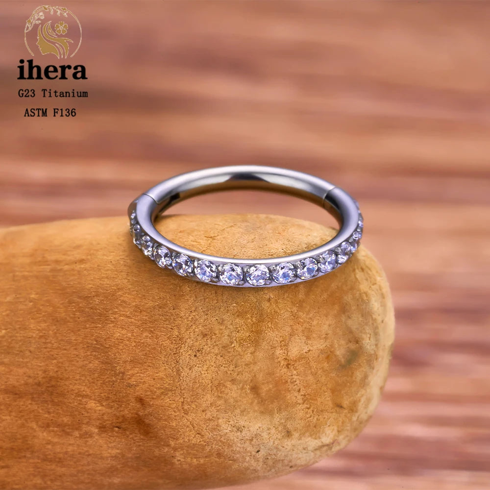 G23 Titanium Nose Rings Septum Clicker Ear Cartilage Tragus Helix Daith Earrings Hoops 16G 18G CZ Body Piercing Jewelry