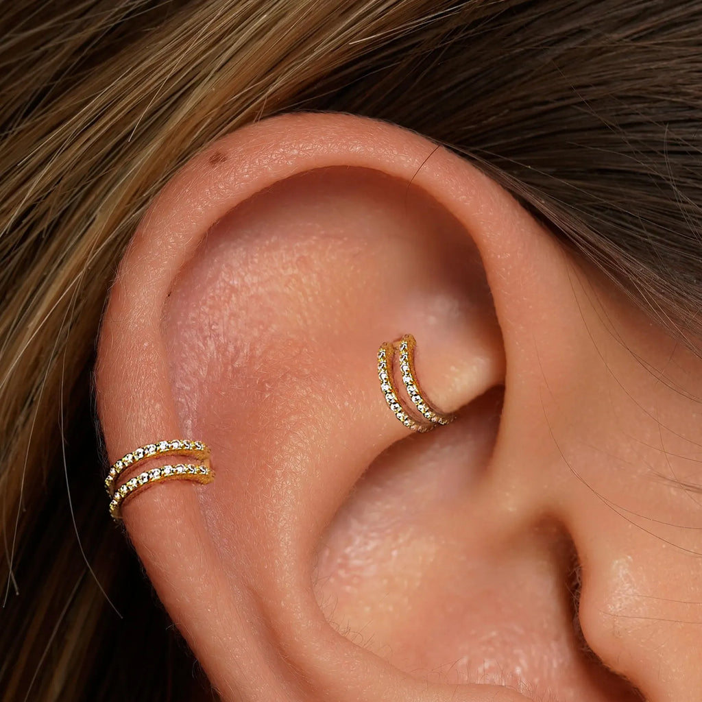 16G/18G Titanium Double Hoop Clicker - Stacked Hinged Ring for Septum & Helix
