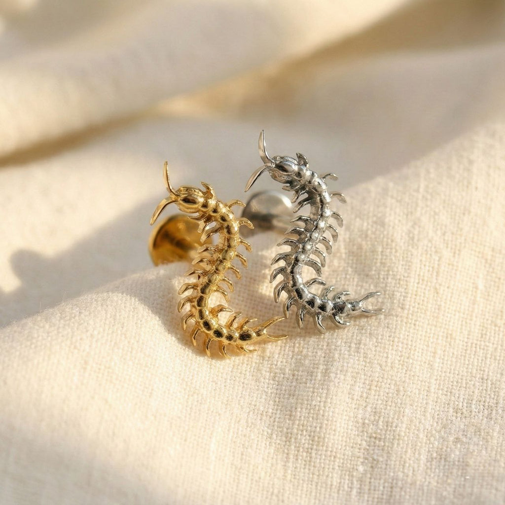 ASTM F136 Titanium Centipede Labret - Gothic Cartilage Stud (16G)