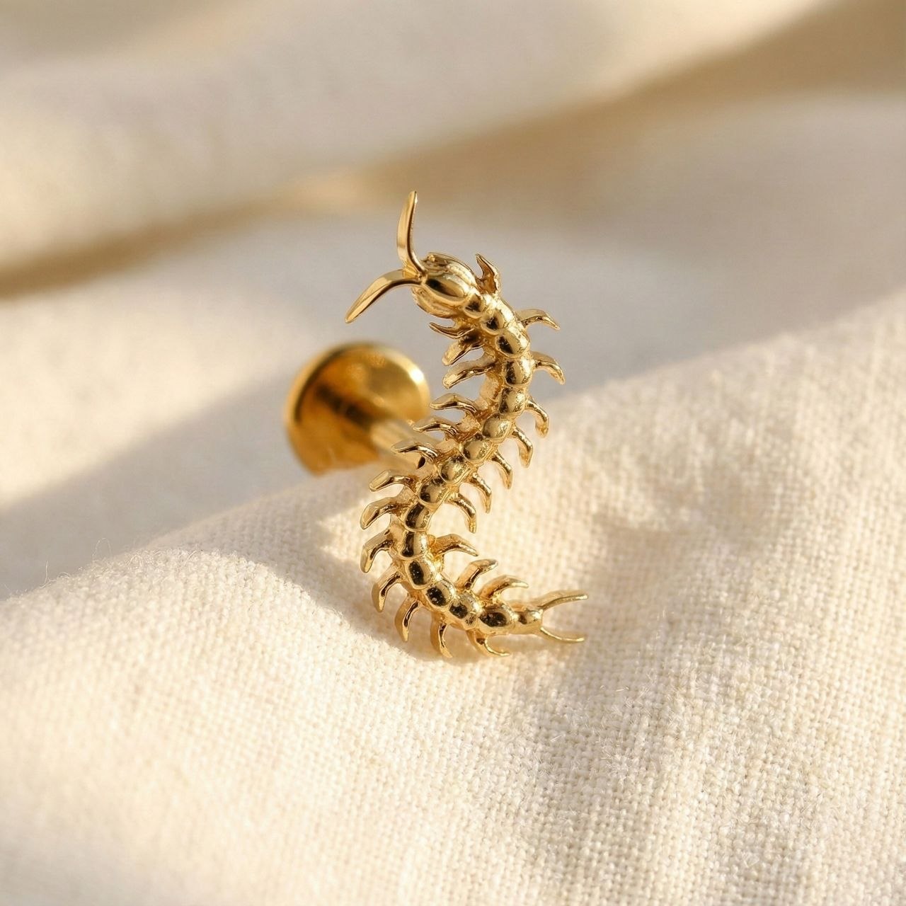 ASTM F136 Titanium Centipede Labret - Gothic Cartilage Stud (16G)