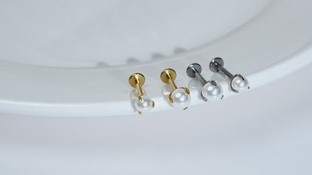 16G White Pearl Titanium Stud - Hypoallergenic ASTM F136 for Helix, Tragus, Conch & Labret